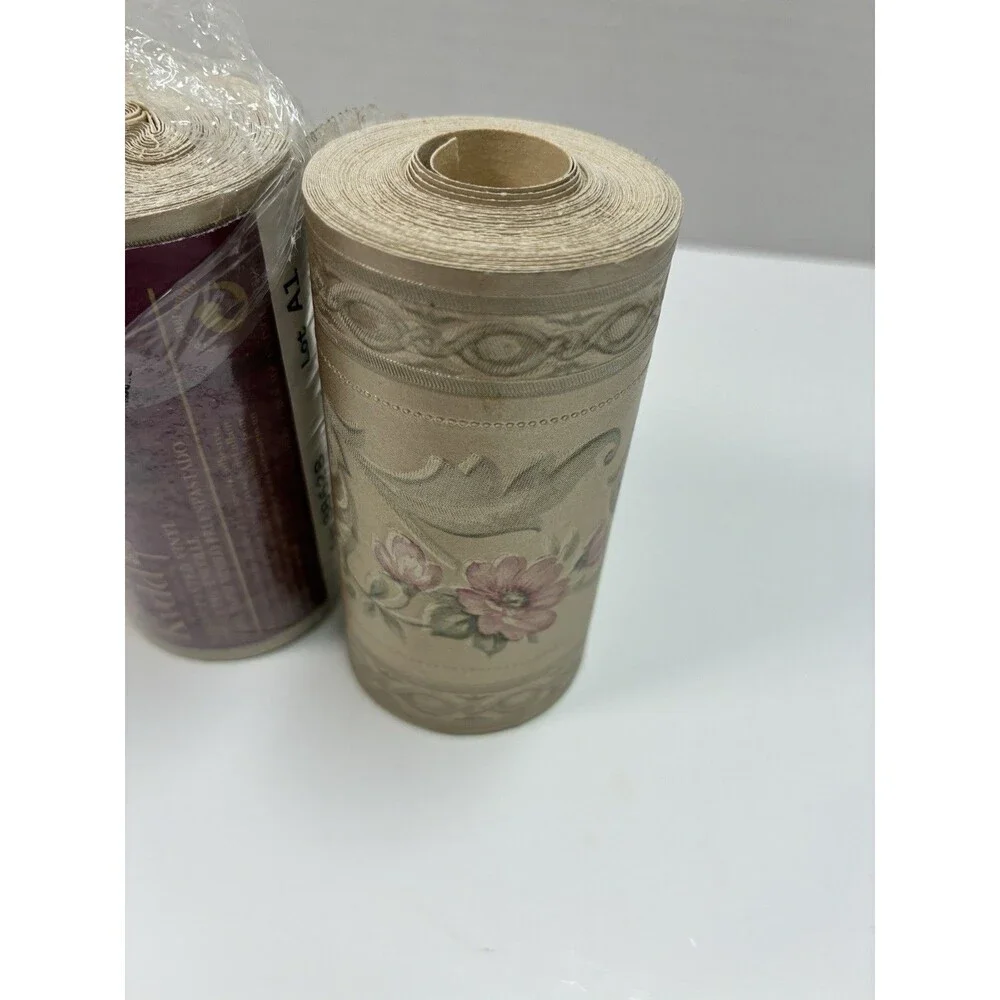 Shand Kydd Lot Of 3 #88628 5.4 Yard By 3.1 Inch Gold Floral Vinyl Wallpaper
